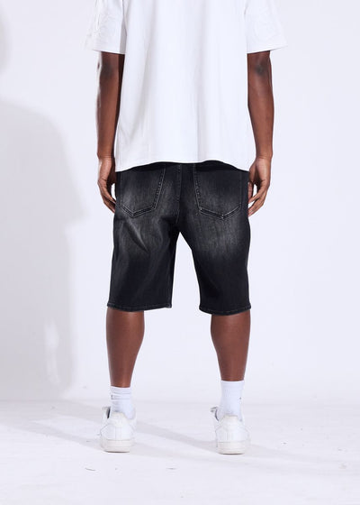 Men's Crysp Denim Diamond Shorts Black CRY-SUM26-017-BLK