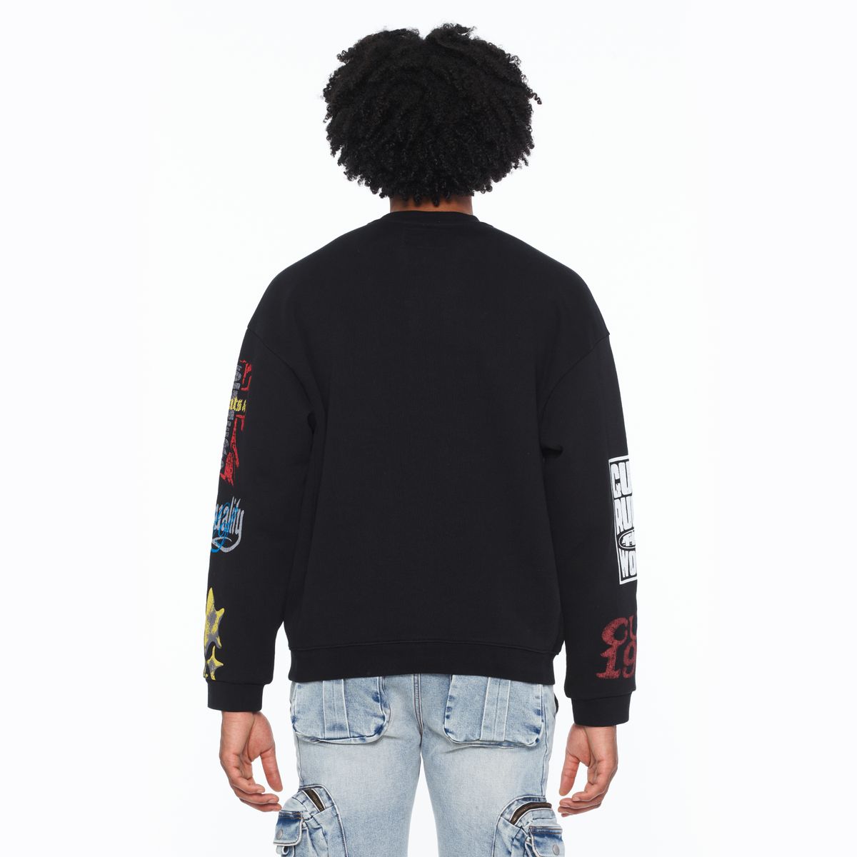 Men's Cult of Individualtiy Culture Crewneck Sweatshirt Black 626b8-k34a-wiwh