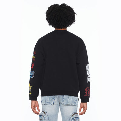 Men's Cult of Individualtiy Culture Crewneck Sweatshirt Black 626b8-k34a-wiwh