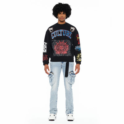 Men's Cult of Individuality Culture Crewneck Sweatshirt Black 626B8-FC18A-BLK