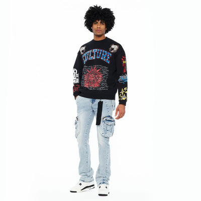 Men's Cult of Individualtiy Culture Crewneck Sweatshirt Black 626b8-k34a-wiwh