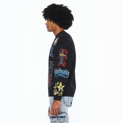 Men's Cult of Individualtiy Culture Crewneck Sweatshirt Black 626b8-k34a-wiwh