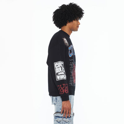 Men's Cult of Individualtiy Culture Crewneck Sweatshirt Black 626b8-k34a-wiwh