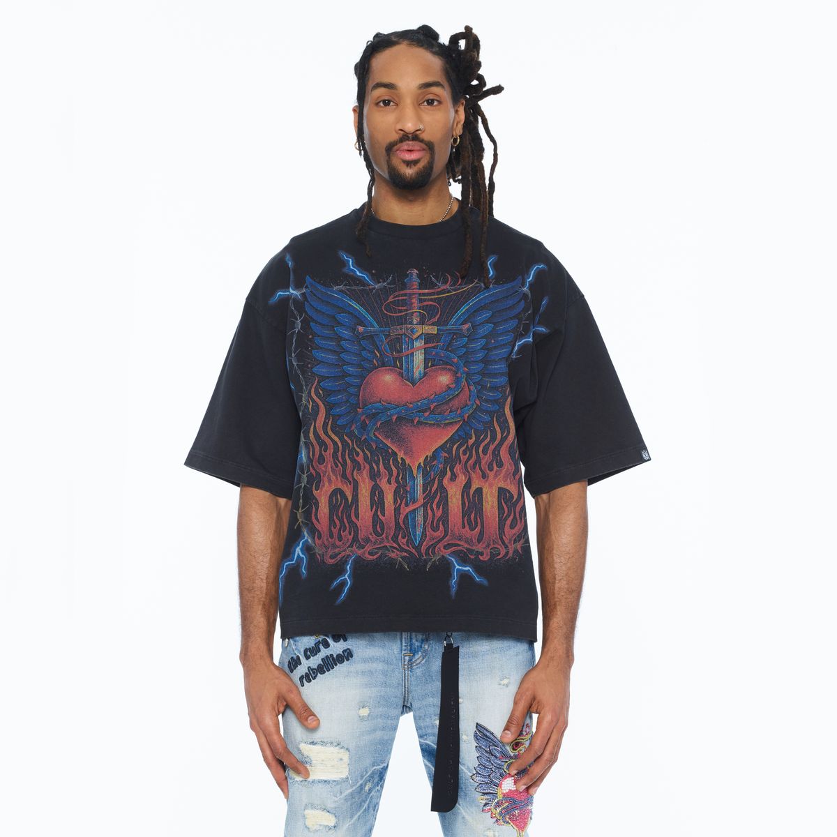 Men's Cult Of Indiviuality Heart T-Shirt Charcoal 626b8-k26a-vich