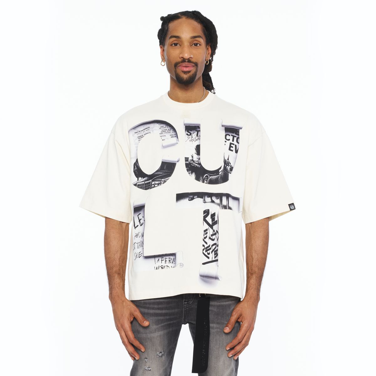 Men's Cult of Individuality Cult Newspaper T-Shirt White 626b8-k29a-wiwh