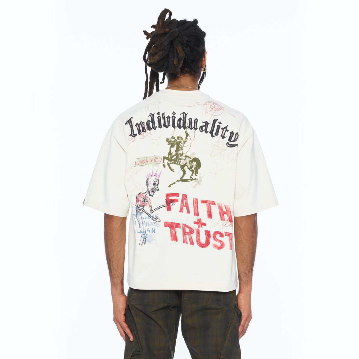 Men's Cult of Individuality Grafitti T-Shirt Winter White 626b8-k34a-wiwh
