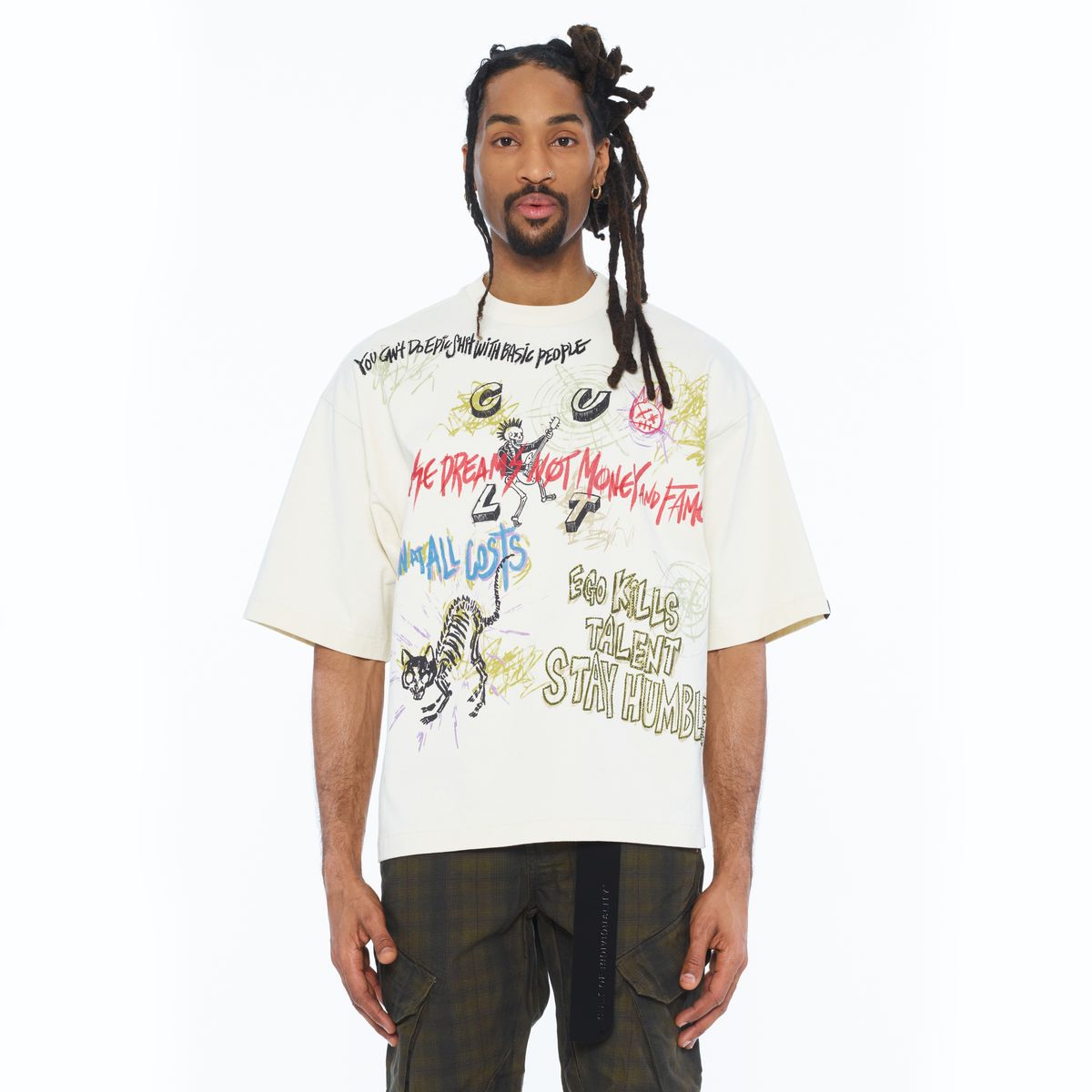 Men's Cult of Individuality Grafitti T-Shirt Winter White 626b8-k34a-wiwh