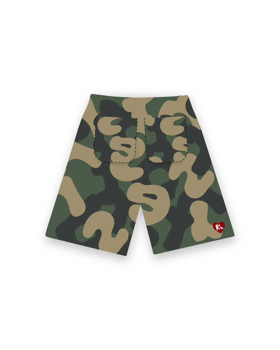 Men's Red Letters Camo Pearls French Terry Sweatshorts Camo cmoprl-camo
