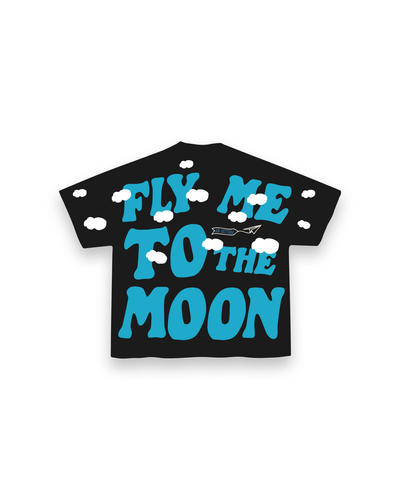 Men's Red Letters Fly Me To The Moon T-Shirt flymetee-blk