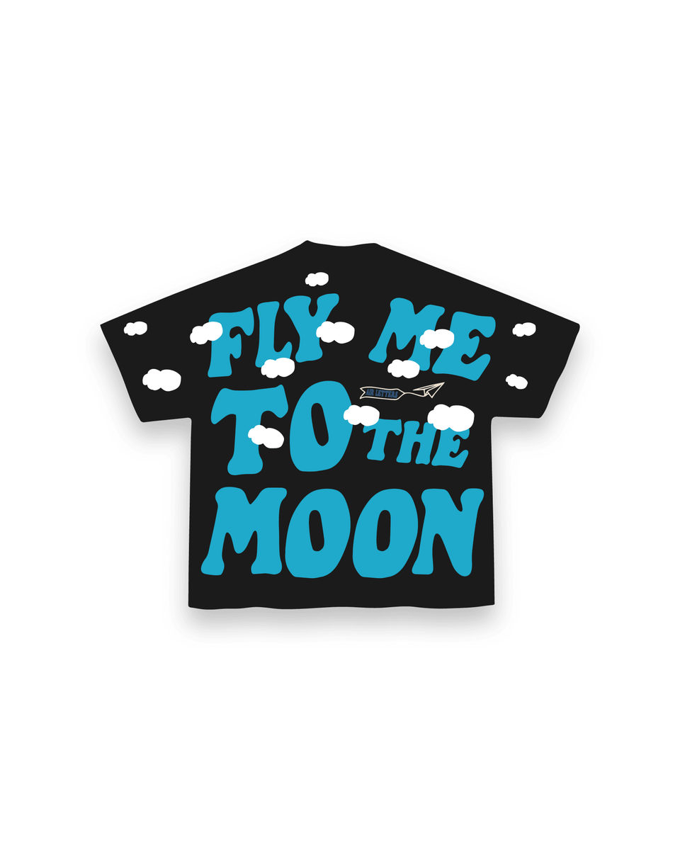 Men's Red Letters Fly Me To The Moon T-Shirt flymetee-blk