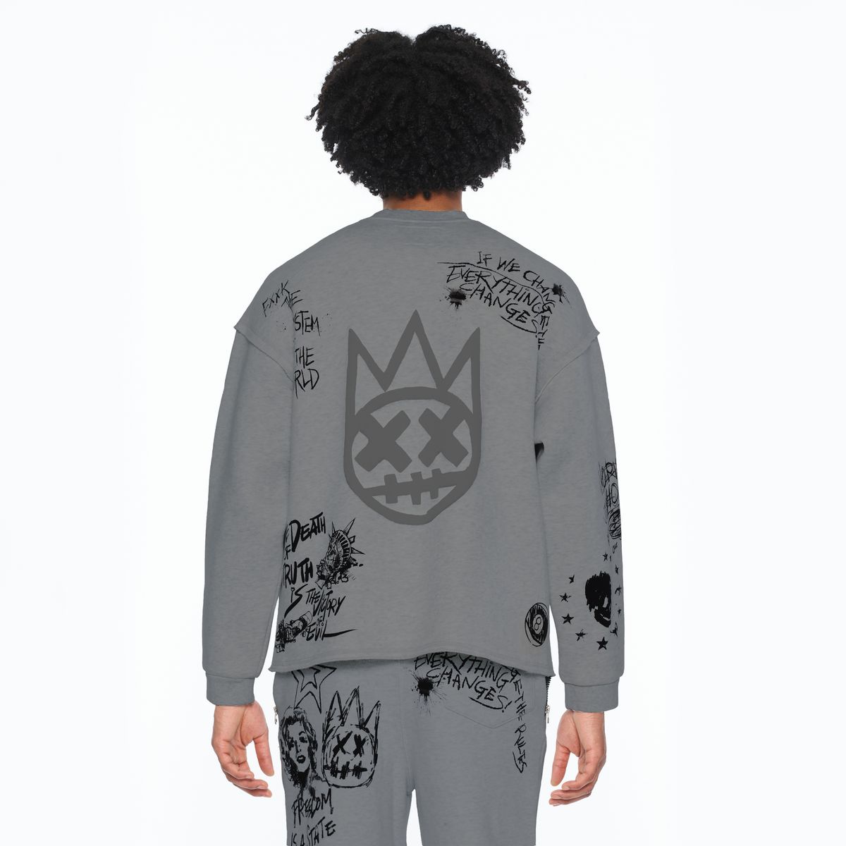 Cult of Individuality Heavyweight  French Terry Crewneck Sweatshirt The Death of Free Speech Grey 626b8-fc19a-hegy