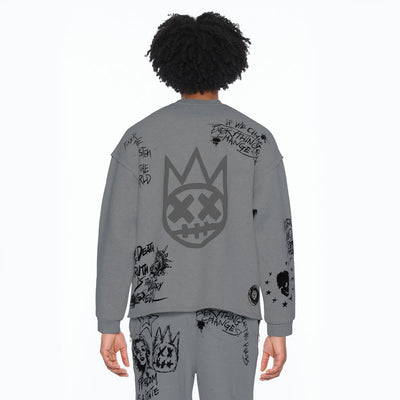 Cult of Individuality Heavyweight  French Terry Crewneck Sweatshirt The Death of Free Speech Grey 626b8-fc19a-hegy