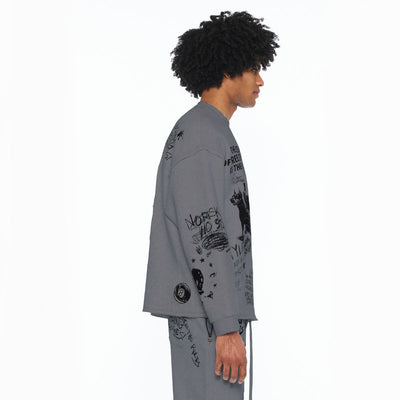 Cult of Individuality Heavyweight  French Terry Crewneck Sweatshirt The Death of Free Speech Grey 626b8-fc19a-hegy