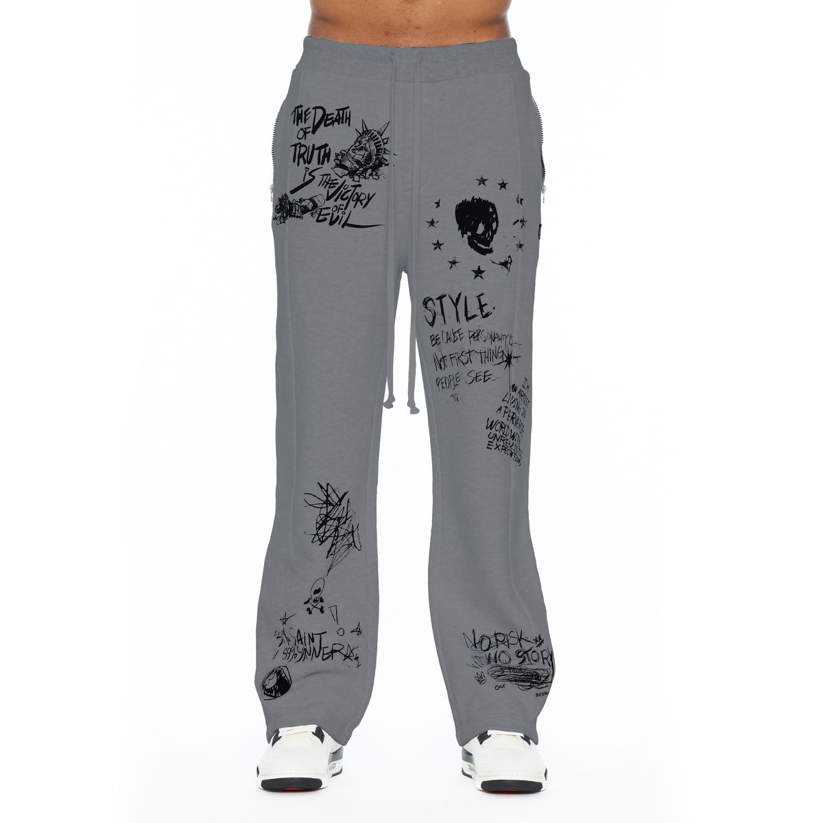 Men's Cult of Individuality Heavyweight 620 Grams French Terry Open Hem Sweatpants Grey 626b8-sp14e-hegy