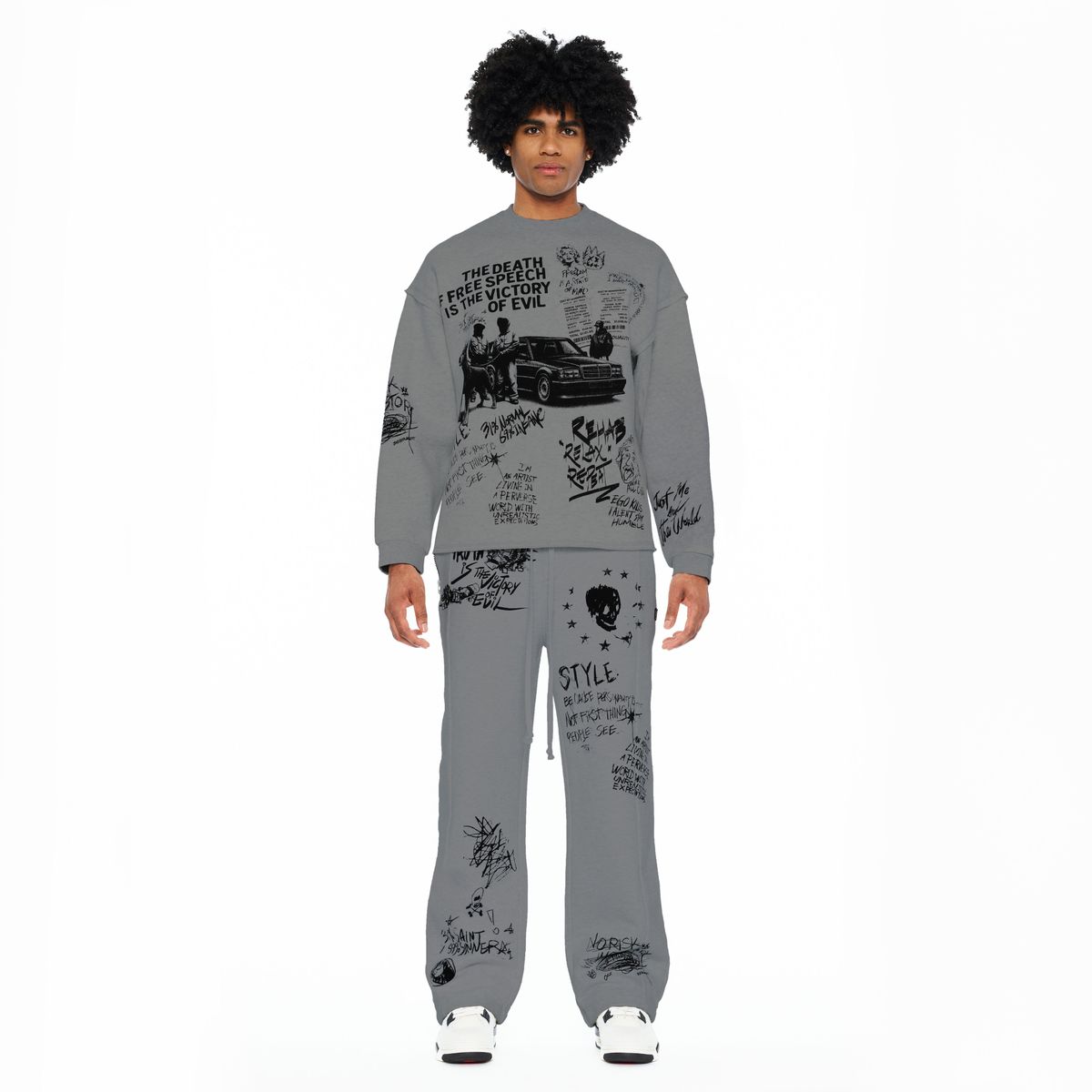 Cult of Individuality Heavyweight  French Terry Crewneck Sweatshirt The Death of Free Speech Grey 626b8-fc19a-hegy