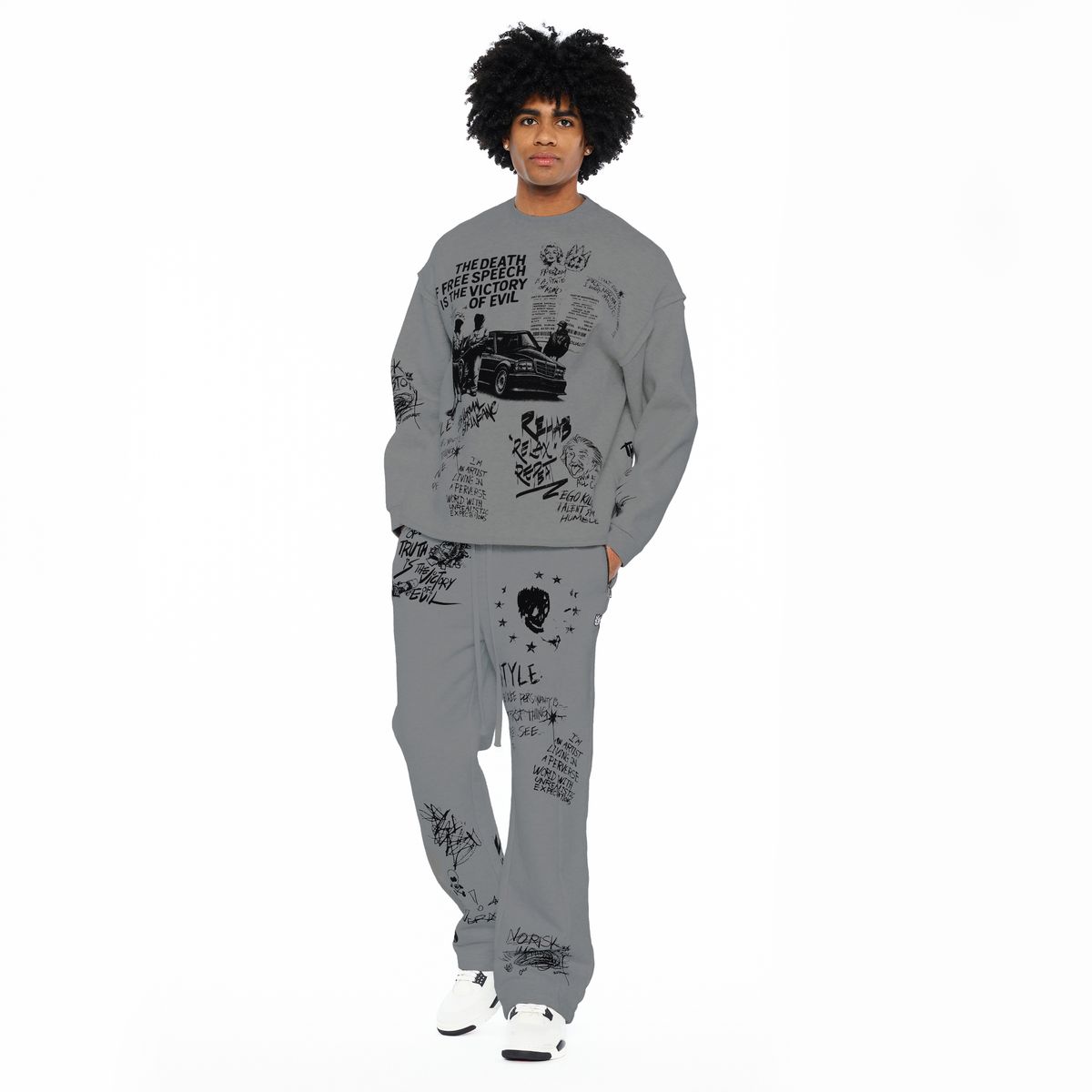 Cult of Individuality Heavyweight  French Terry Crewneck Sweatshirt The Death of Free Speech Grey 626b8-fc19a-hegy