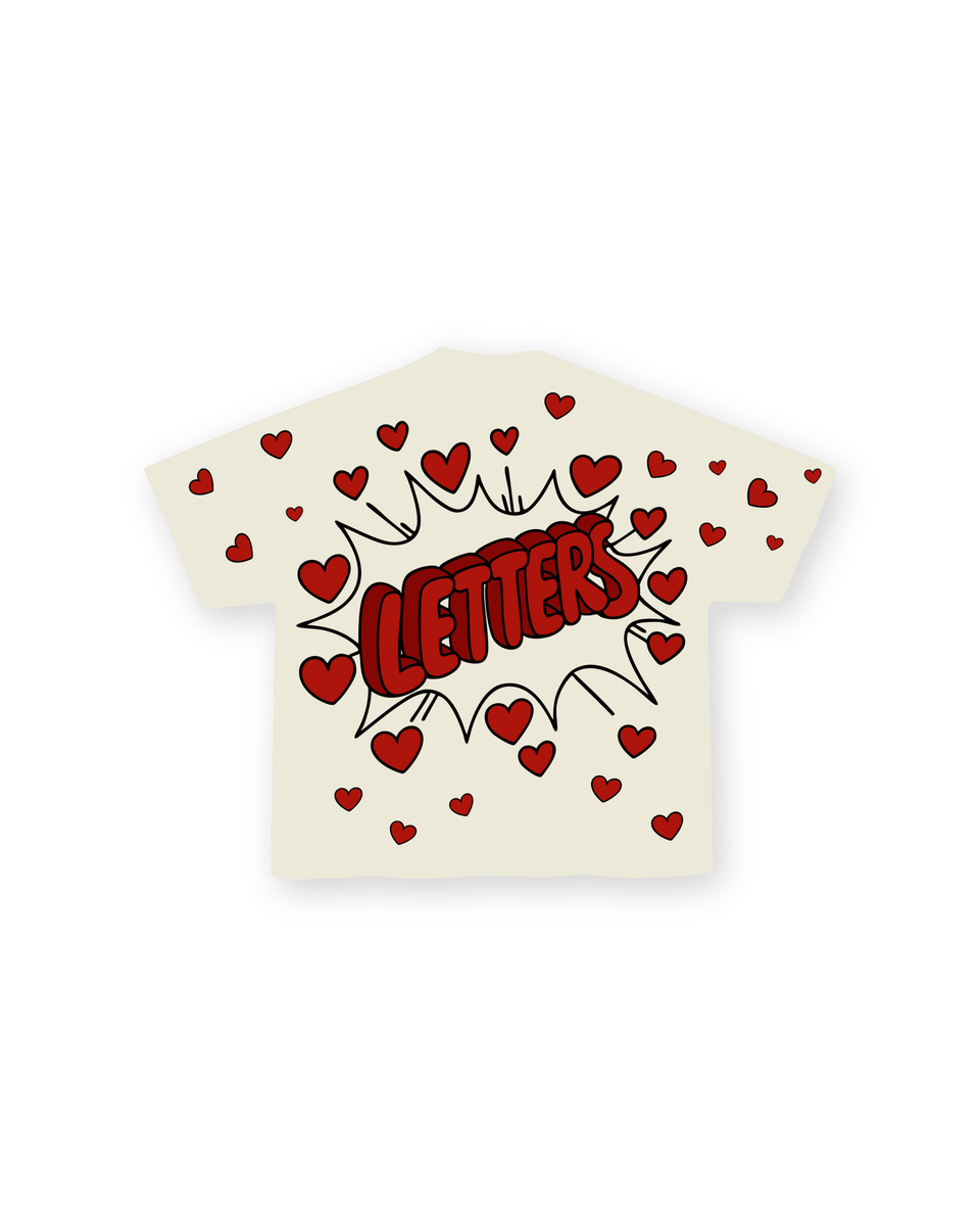 Men's Red Letters Love Letters T-Shirt Beige lvltrstee-cream