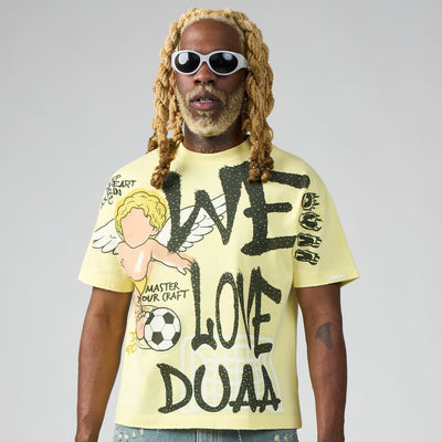 Men's Duaa Luv T-Shirt Yellow Luv-grey