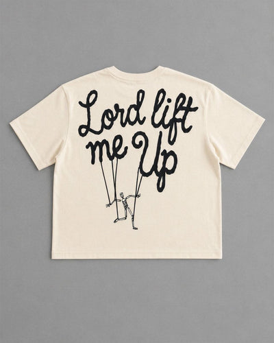 Men's Red Letters Lord Lift Me Up Rope T-Shirt Beige lordtee-offwht