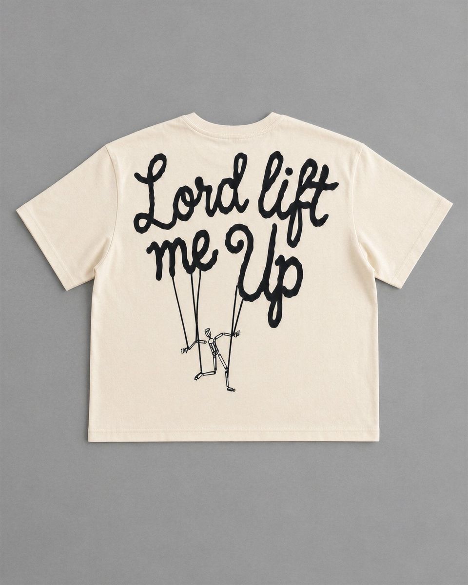 Men's Red Letters Lord Lift Me Up Rope T-Shirt Beige lordtee-offwht