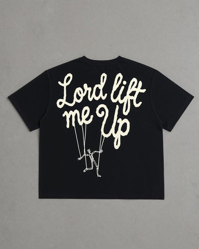 Men's Red Letters Lord Lift Me Up Rope T-Shirt Black lordtee-blk