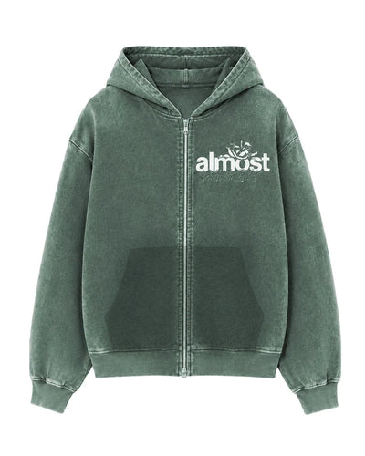 Men's Almost Someday Enemies Full Zip Hoodie Green as-holiday-042-grn