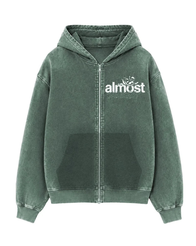 Men's Almost Someday Enemies Full Zip Hoodie Green as-holiday-042-grn