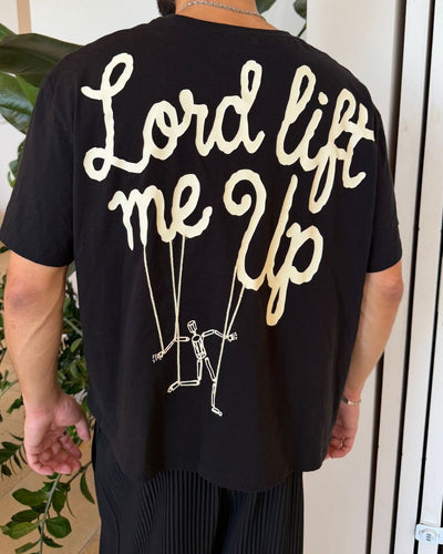 Men's Red Letters Lord Lift Me Up Rope T-Shirt Black lordtee-blk