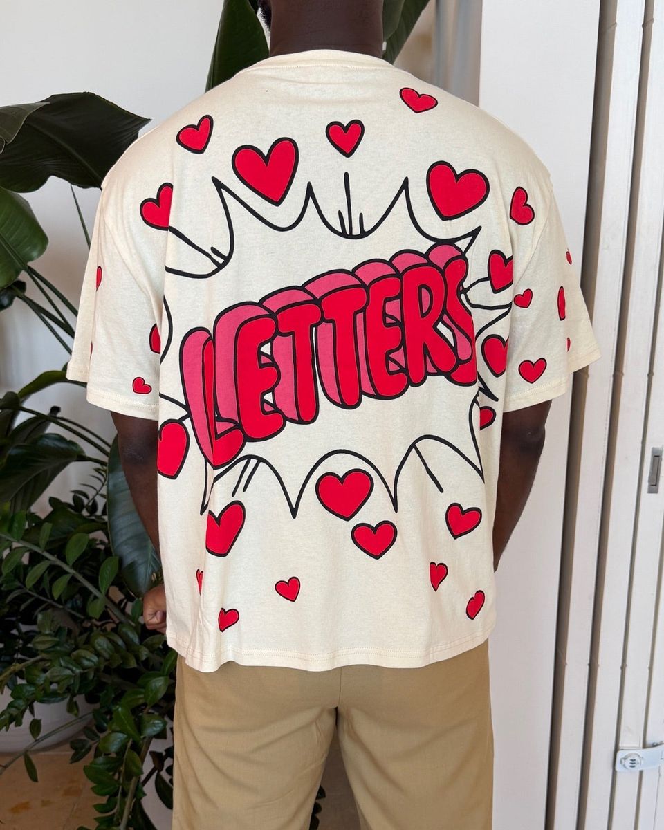Men's Red Letters Love Letters T-Shirt Beige lvltrstee-cream