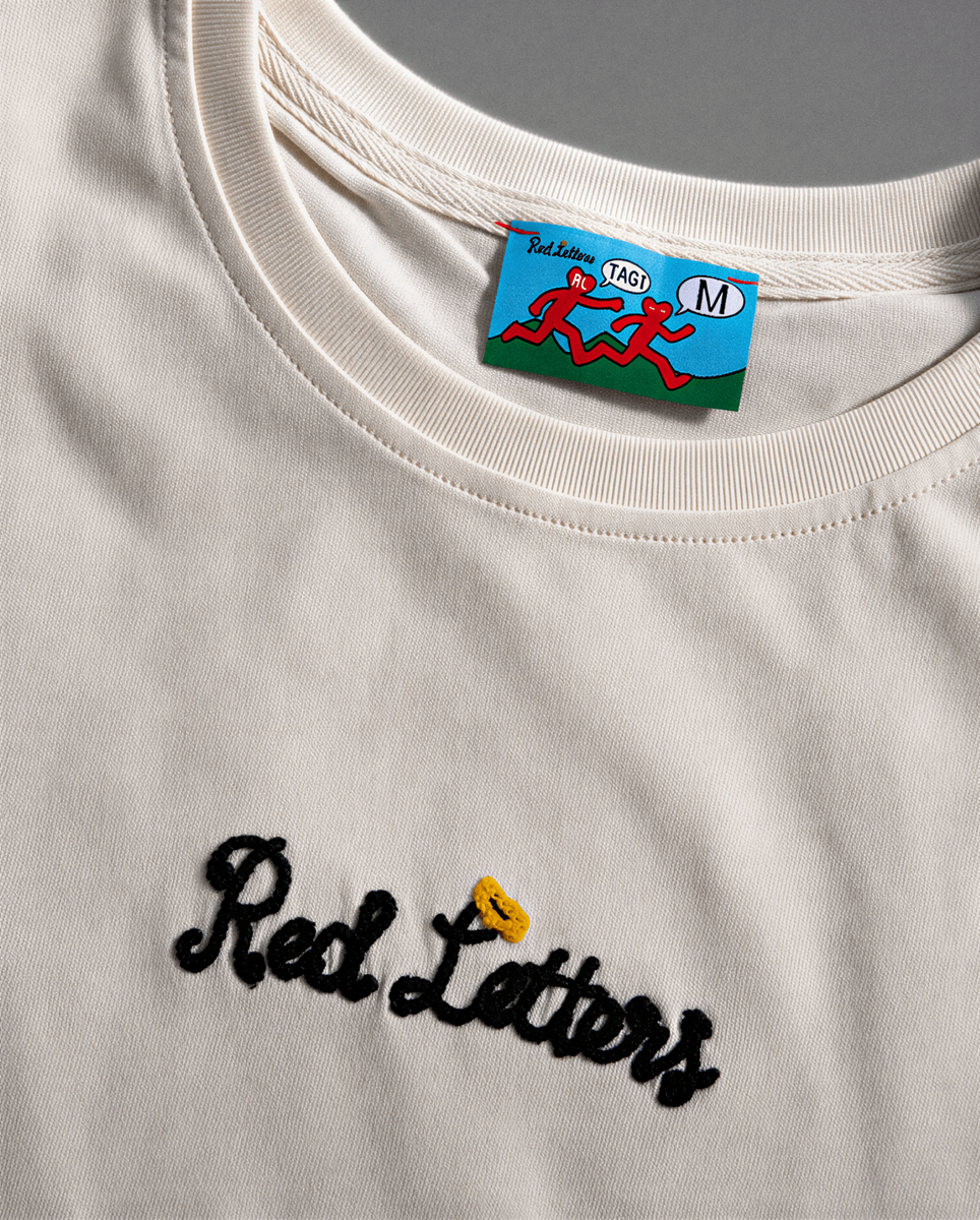 Men's Red Letters No More Sin T-Shirt Beige nmsn-cream