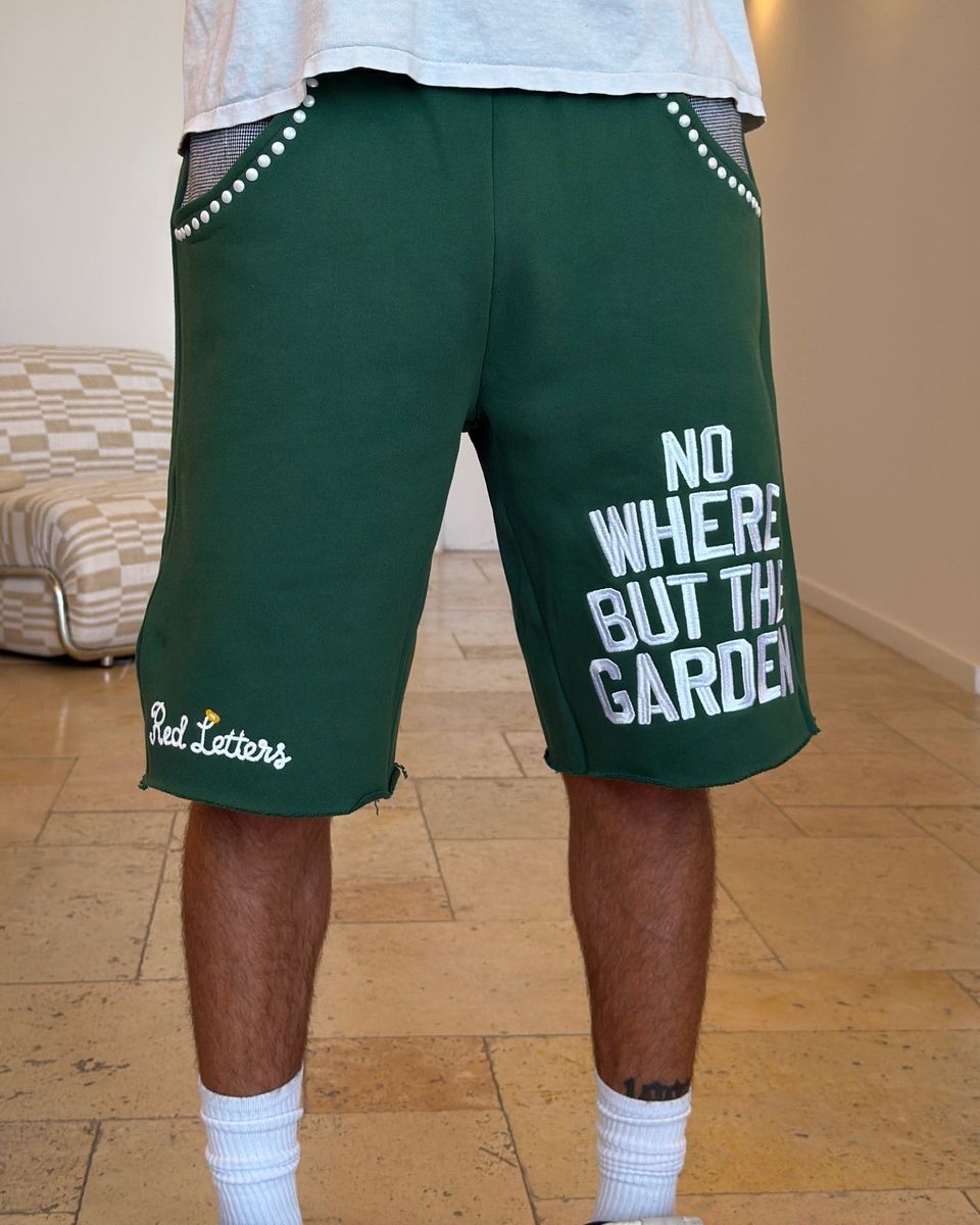 Men's Red Letters At The Garden French Terry Sweat Shorts Green grdn-green