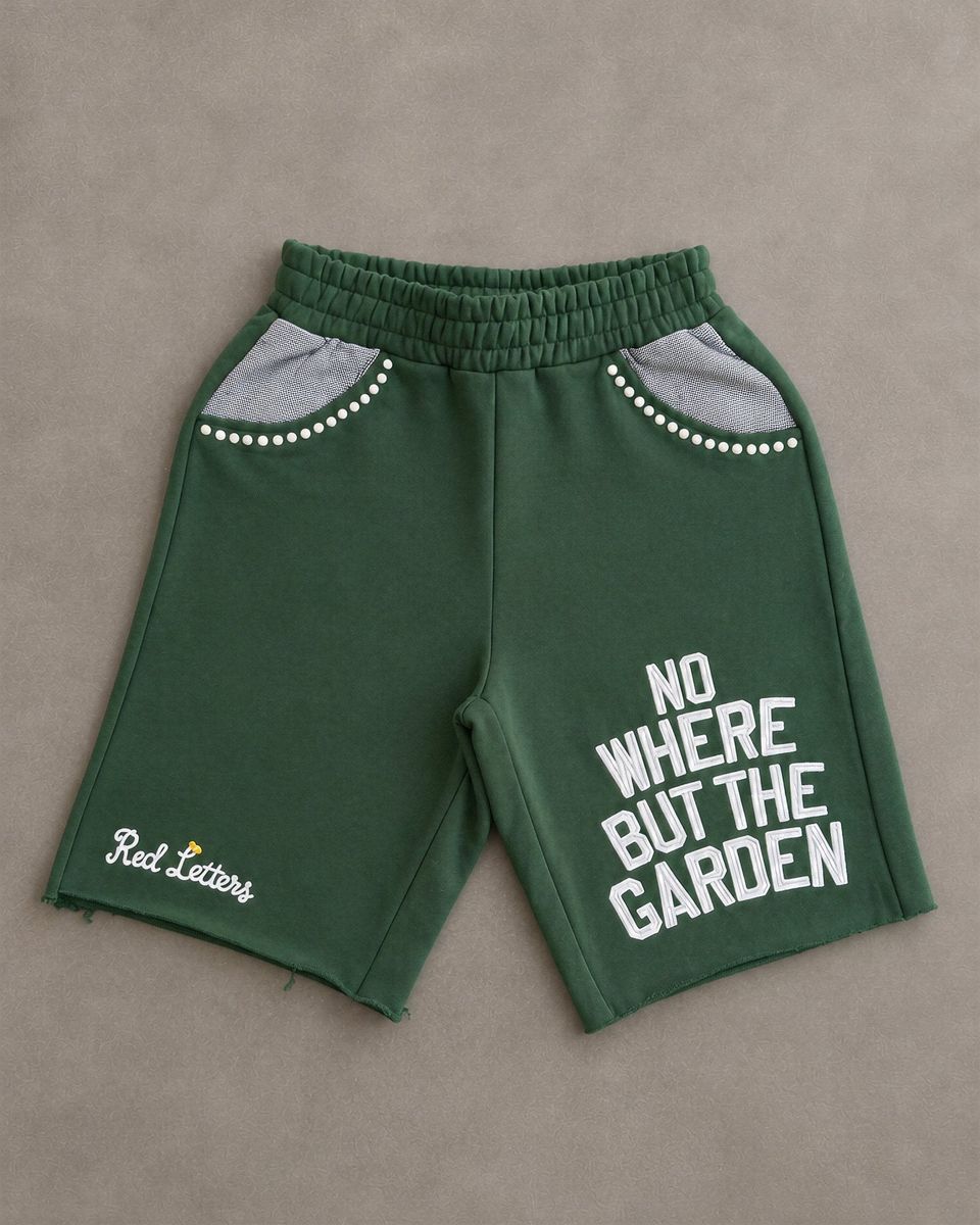 Men's Red Letters At The Garden French Terry Sweat Shorts Green grdn-green
