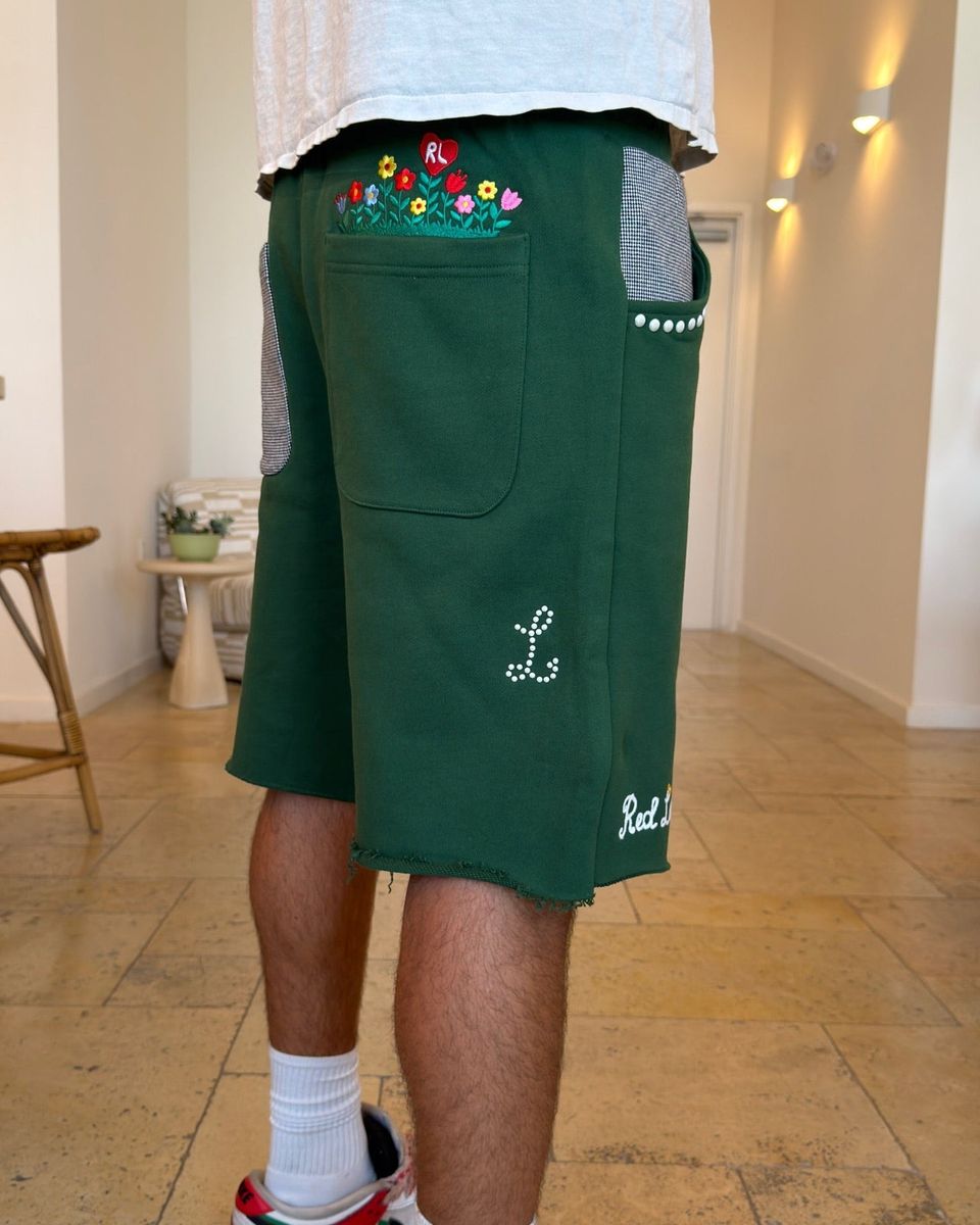 Men's Red Letters At The Garden French Terry Sweat Shorts Green grdn-green