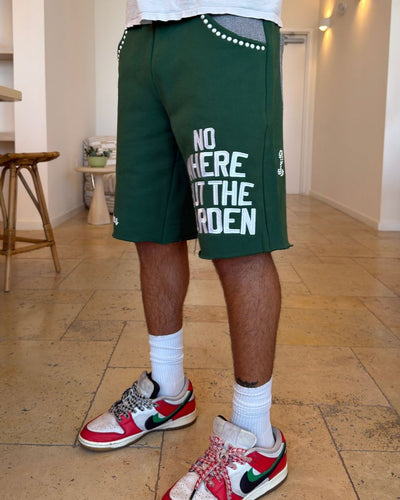 Men's Red Letters At The Garden French Terry Sweat Shorts Green grdn-green