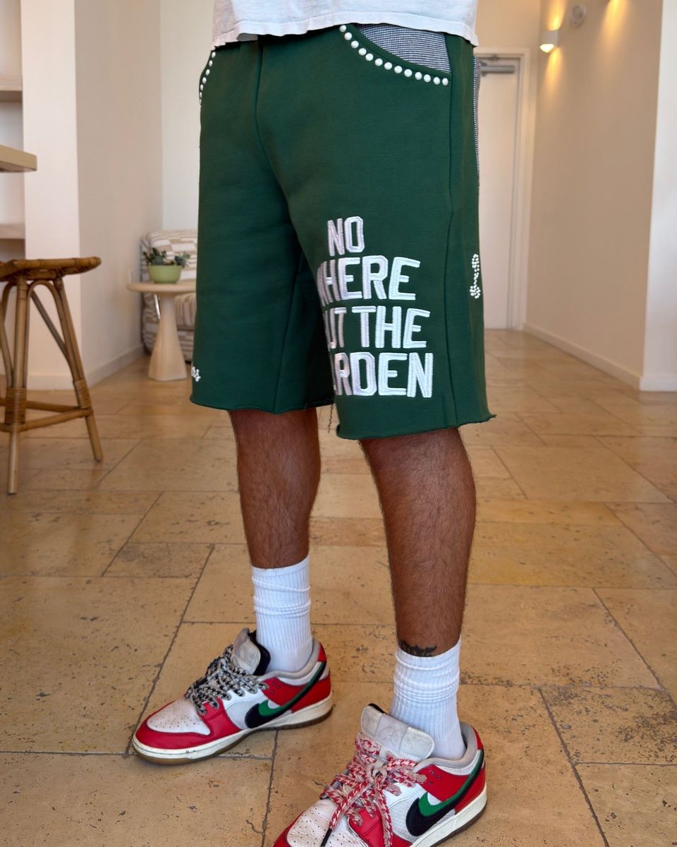 Men's Red Letters At The Garden French Terry Sweat Shorts Green grdn-green