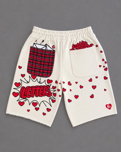 Men's Red Letters Love Letter French Terry Sweatshorts Beige lvltrs-cream