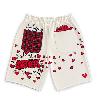 Men's Red Letters Love Letter French Terry Sweatshorts Beige lvltrs-cream