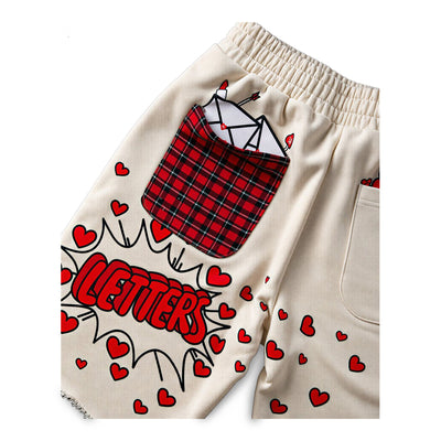 Men's Red Letters Love Letter French Terry Sweatshorts Beige lvltrs-cream