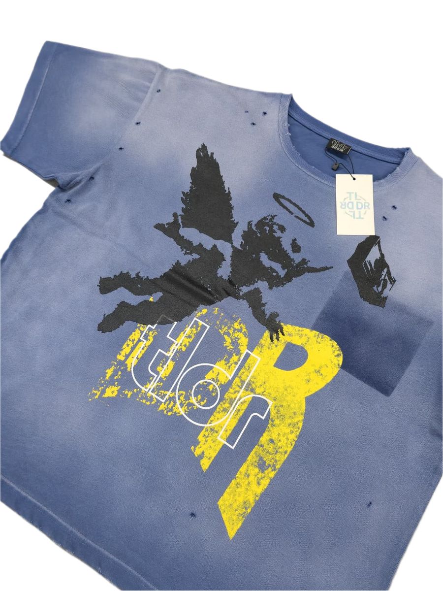 TLDR Potassium Sun Washed Distressed T-Shirt Blue TL6702-BLUE