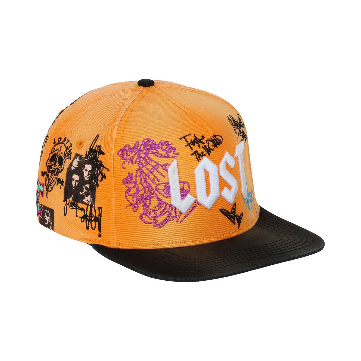 Men's Lost Intricacy Wall Of Fame Snapback Hat Orange/Black walloffamecap-org