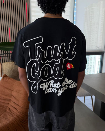 Men's Red Letters Trust God T-Shirt Black trstgd-blk