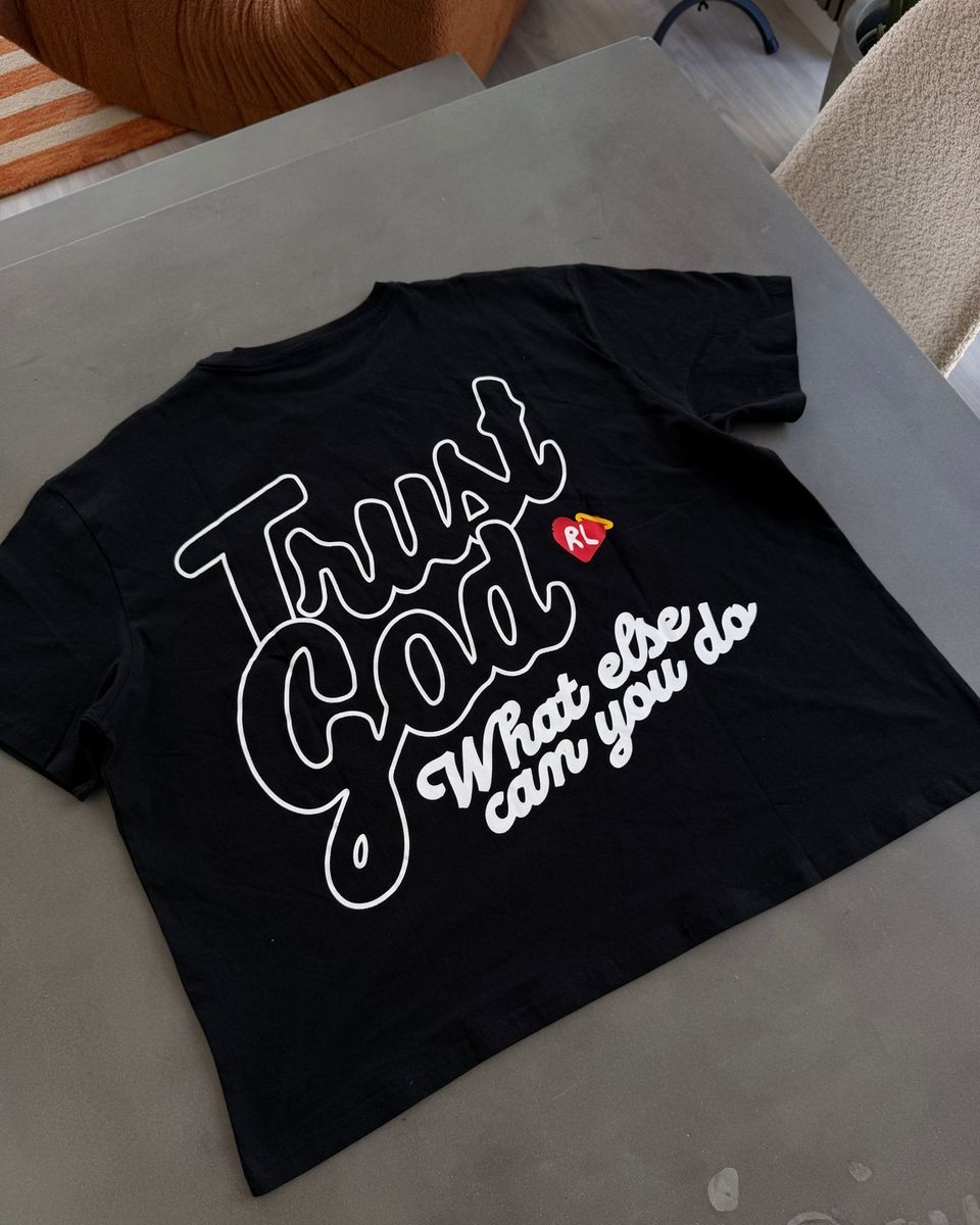 Men's Red Letters Trust God T-Shirt Black trstgd-blk
