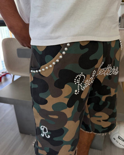 Men's Red Letters Camo Pearls French Terry Sweatshorts Camo cmoprl-camo