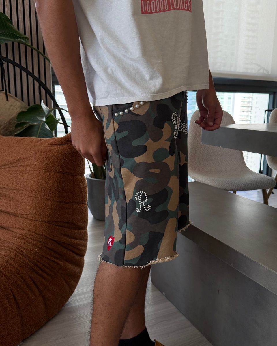 Men's Red Letters Camo Pearls French Terry Sweatshorts Camo cmoprl-camo