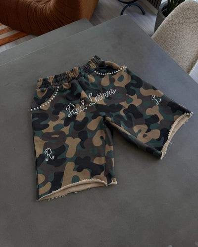 Men's Red Letters Camo Pearls French Terry Sweatshorts Camo cmoprl-camo