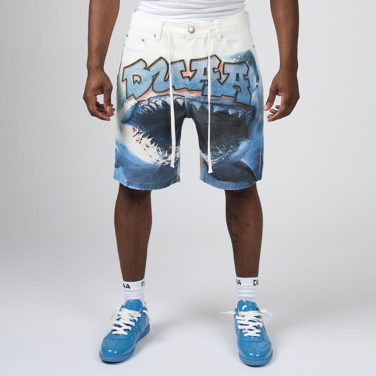 Men's Duaa Shark White Shorts sharksht-wht