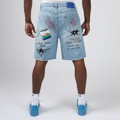 Men's Duaa Teleport Jean Shorts Blue teleportsht-blue-1