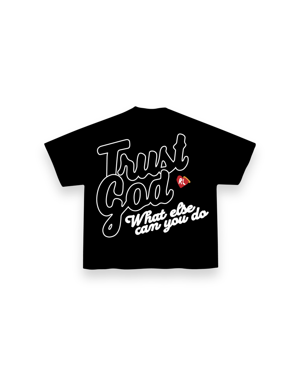 Men's Red Letters Trust God T-Shirt Black trstgd-blk