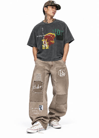 TLDR Potassium Sun Washed Distressed T-Shirt Olive tl6703-oliv