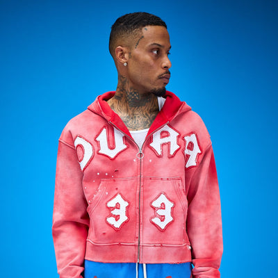 Men's Duaa 33 Full Zip Hoodie Red 33hoodie-red